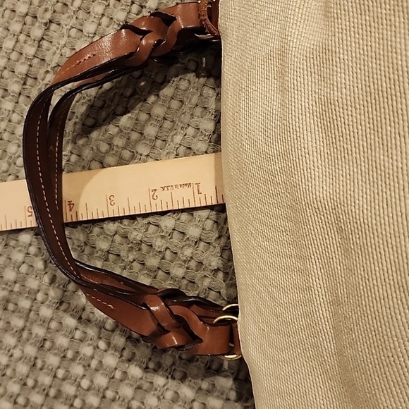 Fossil top handle canvas bag with leather handles - Picture 7 of 9